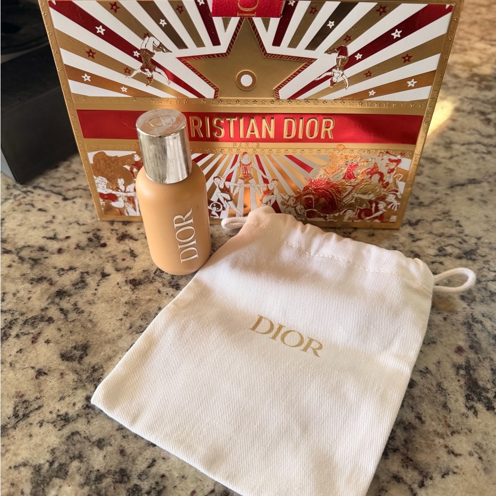 Dior Liquid Foundation Bottle in Warm Tan with White Pouch